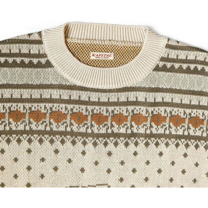 Kapital 8G Cotton Knit Peckish Rainbowy Fair Isle Crew Sweater