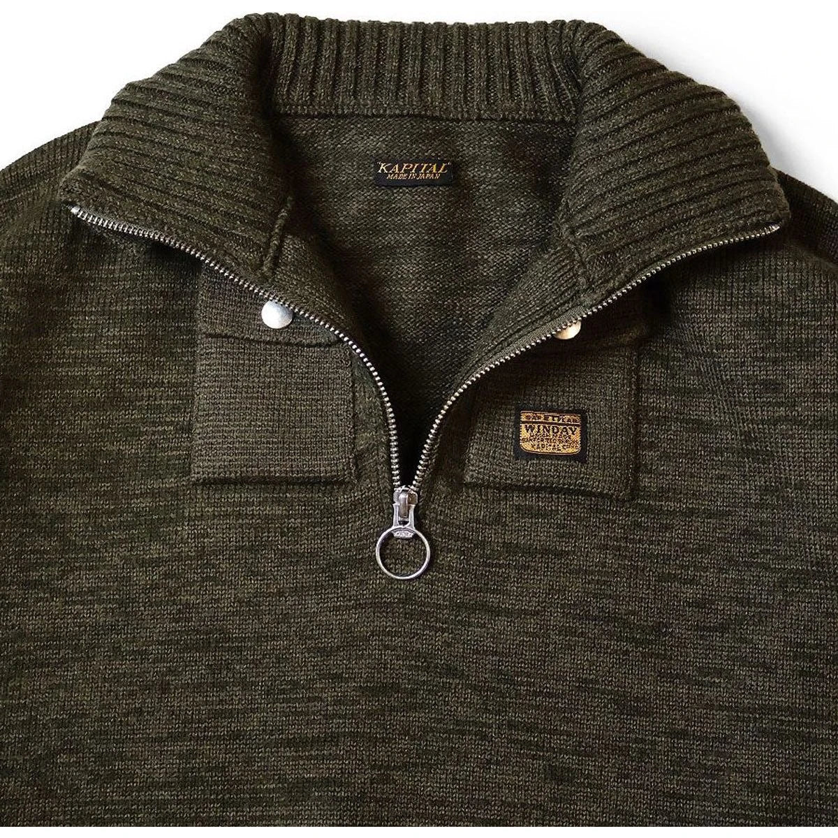 Kapital 8G Cotton Wool Nickel 4 Quarter Zip Sweater