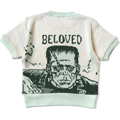 Kapital 8G Jacquard Knit Short Sleeve Vintage Cropped Sweater (Beloved Mr )