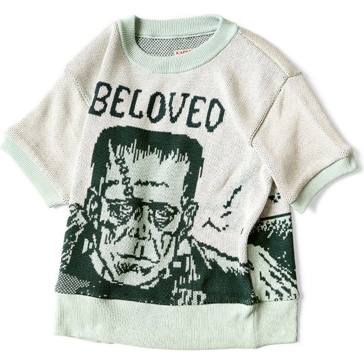 Kapital 8G Jacquard Knit Short Sleeve Vintage Cropped Sweater (Beloved Mr )