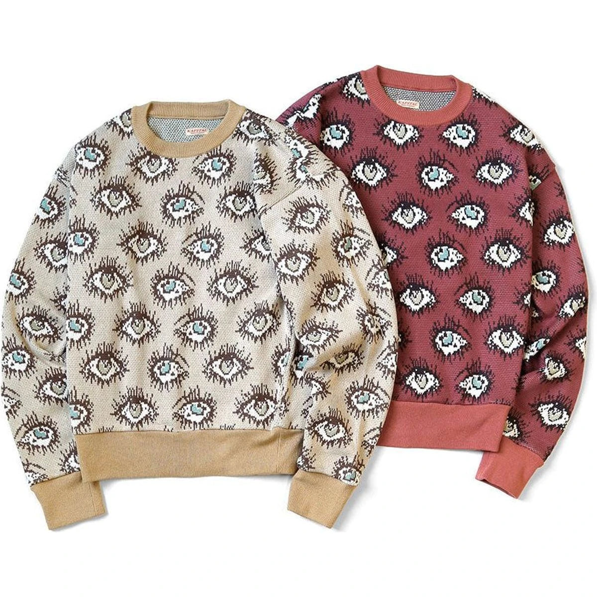 Kapital 8G Jacquard Knit Speakeasy Pattern Vintage Sweater