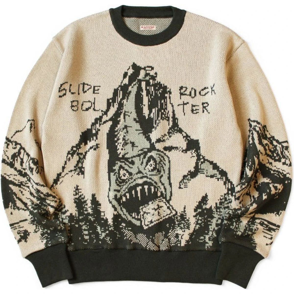 Kapital 8G Jacquard Knit Vintage Crew Sweater (The Slide Rock Bolter)
