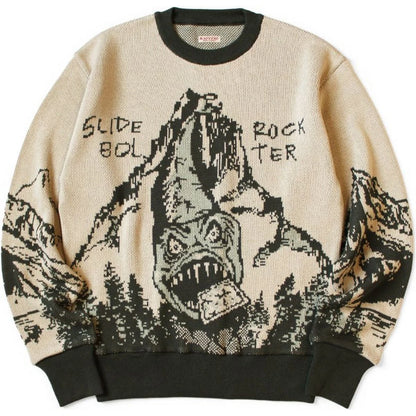 Kapital 8G Jacquard Knit Vintage Crew Sweater (The Slide Rock Bolter)