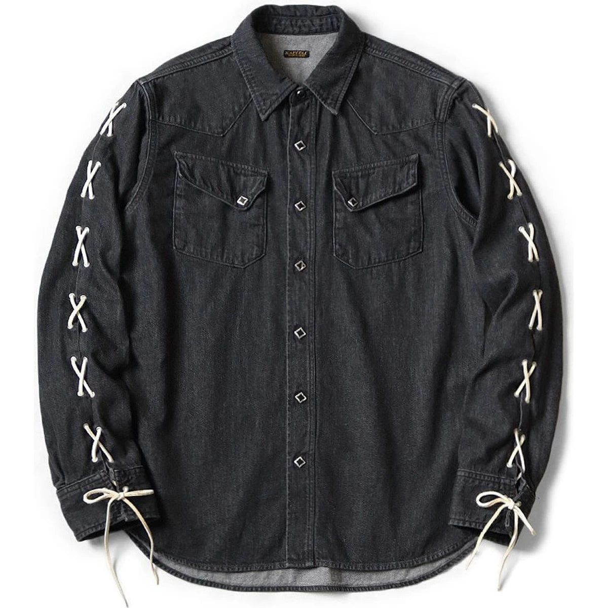 Kapital 8oz Black Denim Lace-Up Western Shirt