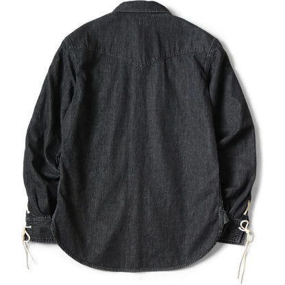 Kapital 8oz Black Denim Lace-Up Western Shirt