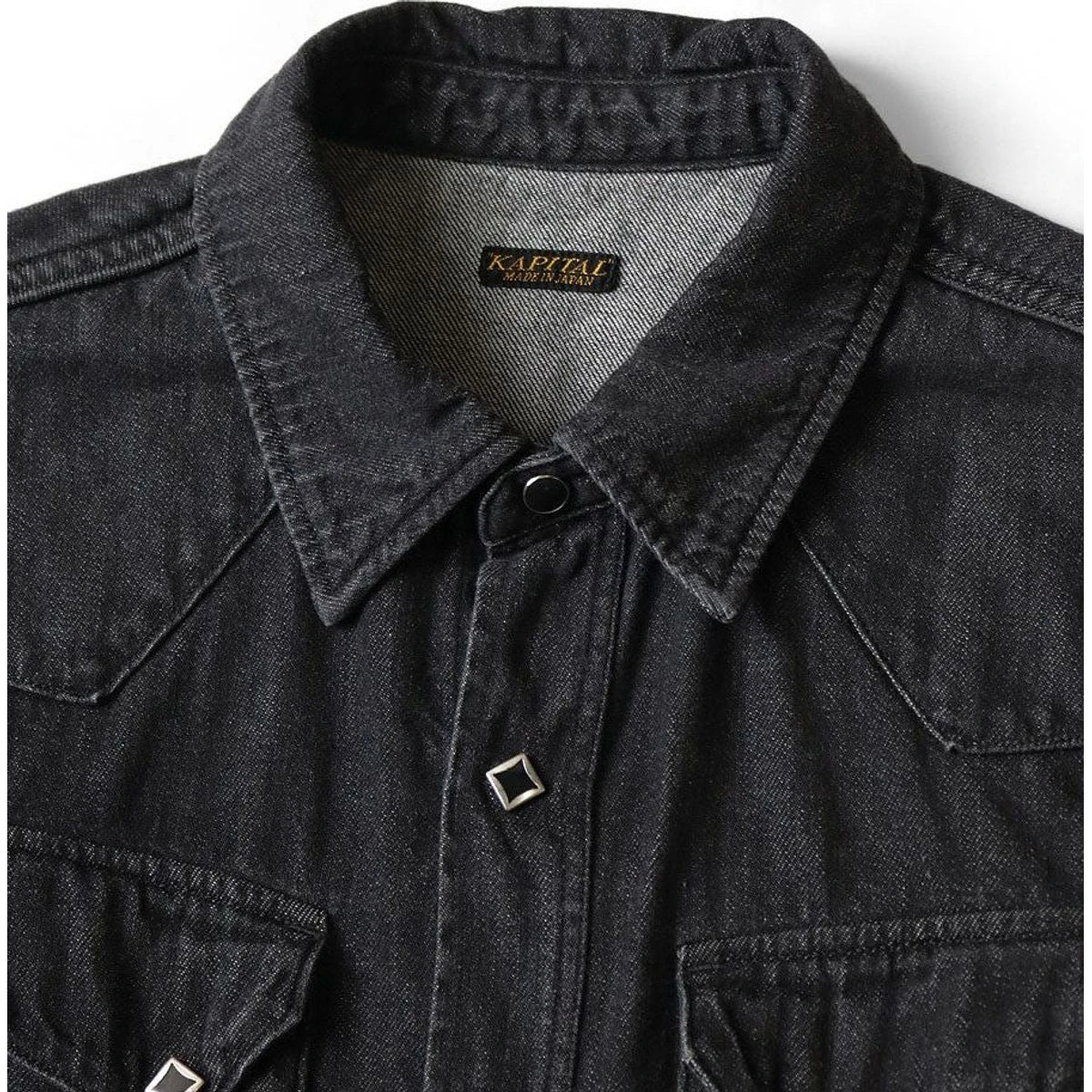 Kapital 8oz Black Denim Lace-Up Western Shirt