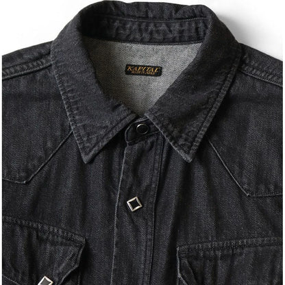 Kapital 8oz Black Denim Lace-Up Western Shirt