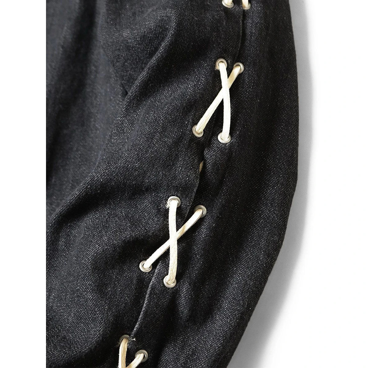 Kapital 8oz Black Denim Lace-Up Western Shirt