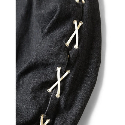 Kapital 8oz Black Denim Lace-Up Western Shirt