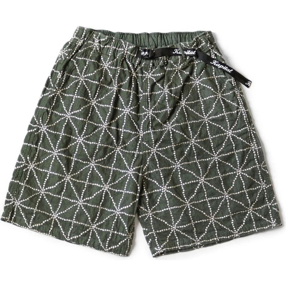 Kapital 8oz Color Denim Folk-Dojo Embroidered Easy Shorts
