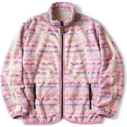 Kapital Ashland Stripe & Bone Pattern Fleece Zip Jacket
