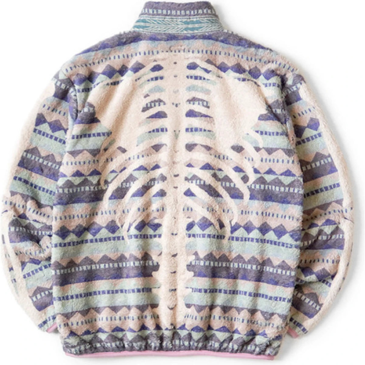 Kapital Ashland Stripe & Bone Pattern Fleece Zip Jacket