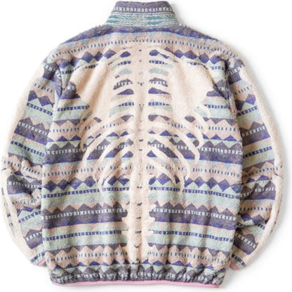 Kapital Ashland Stripe & Bone Pattern Fleece Zip Jacket