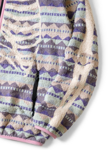 Kapital Ashland Stripe & Bone Pattern Fleece Zip Jacket