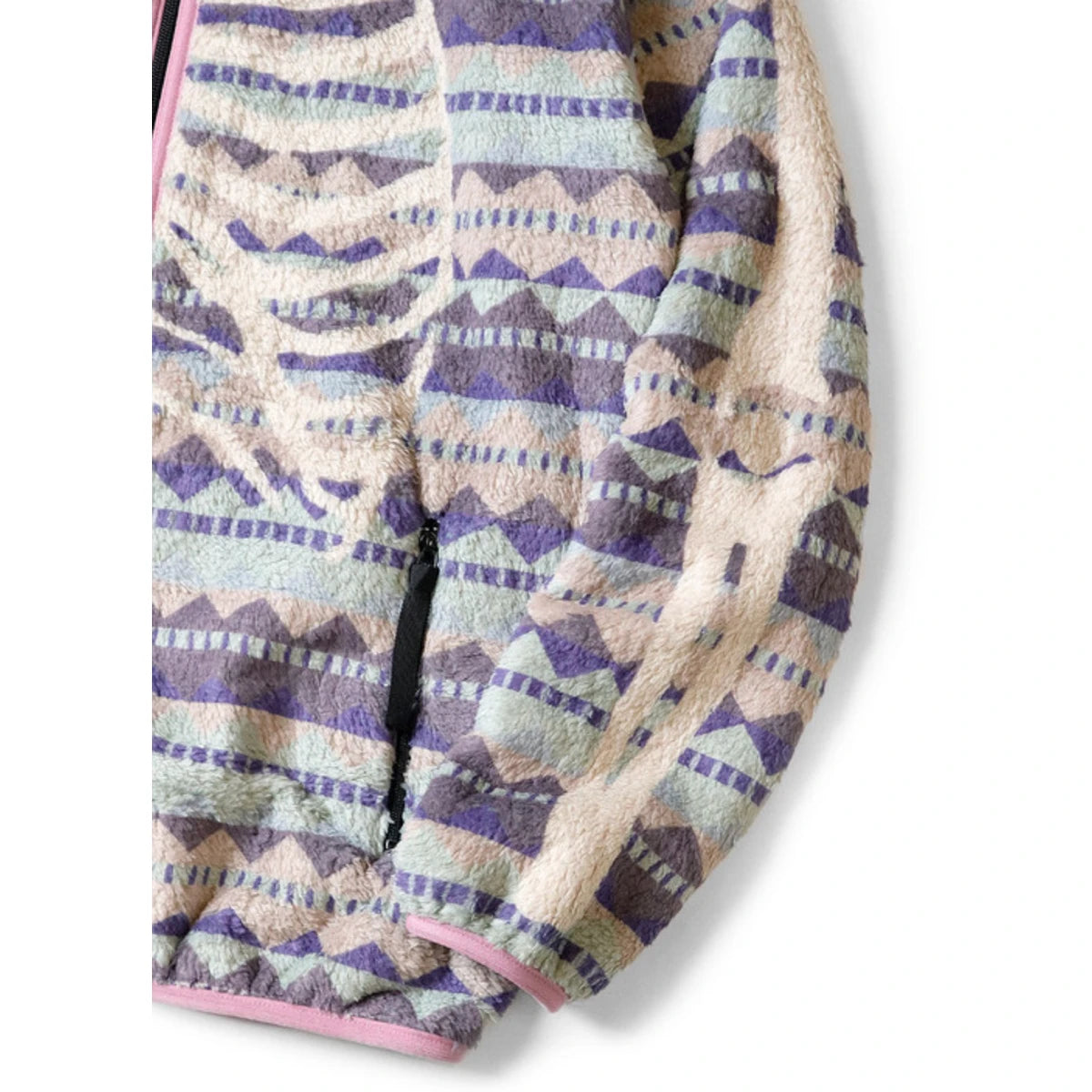 Kapital Ashland Stripe & Bone Pattern Fleece Zip Jacket