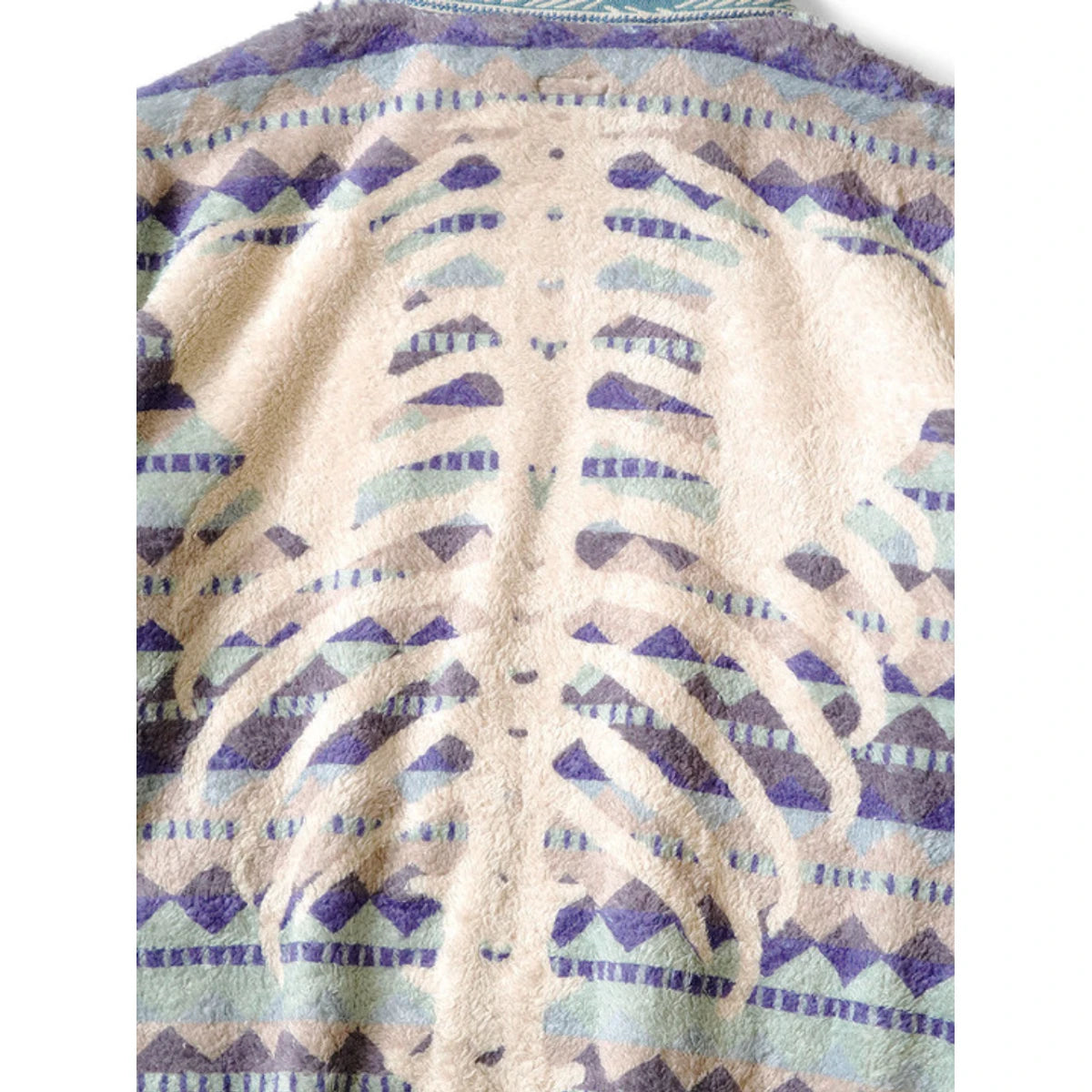 Kapital Ashland Stripe & Bone Pattern Fleece Zip Jacket