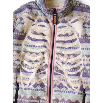 Kapital Ashland Stripe & Bone Pattern Fleece Zip Jacket