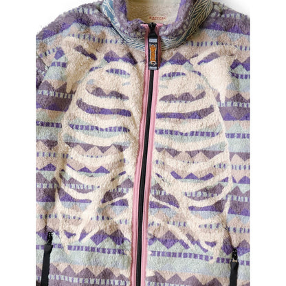 Kapital Ashland Stripe & Bone Pattern Fleece Zip Jacket