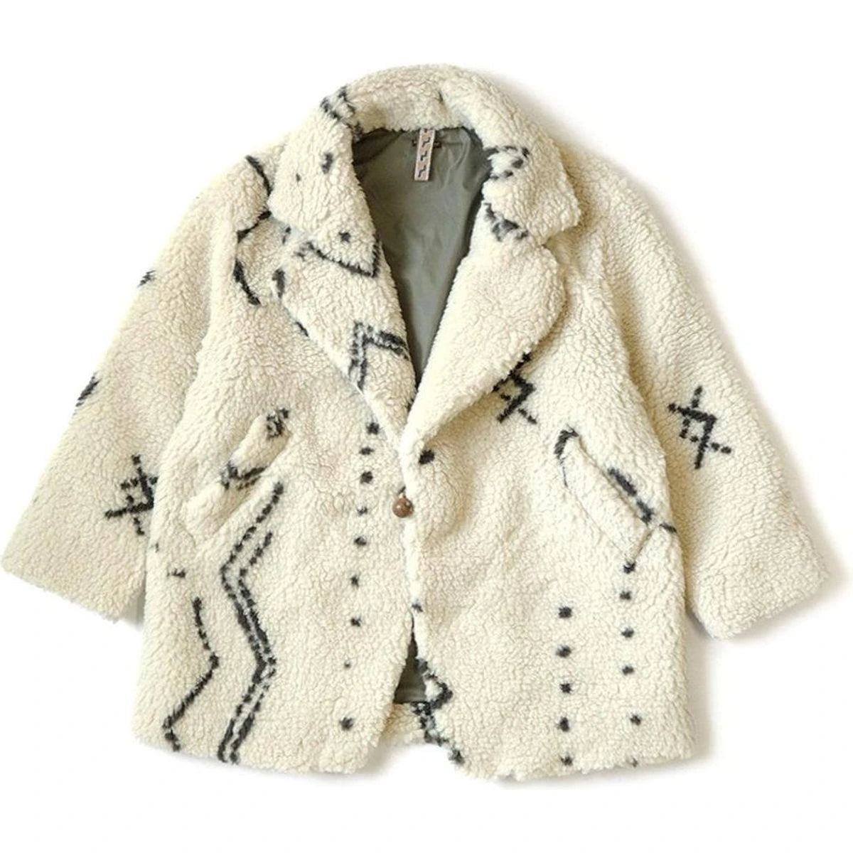 Kapital Beni Ourain Pattern Boa Fleece Pea Coat