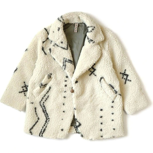 Kapital Beni Ourain Pattern Boa Fleece Pea Coat