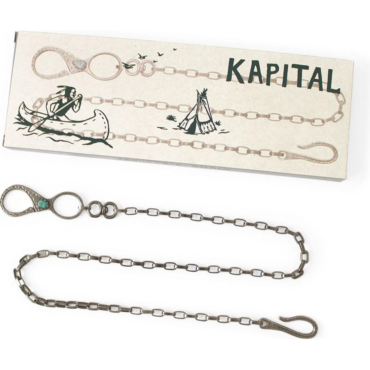 Kapital Brass, Silver, Turquoise Wallet Chain