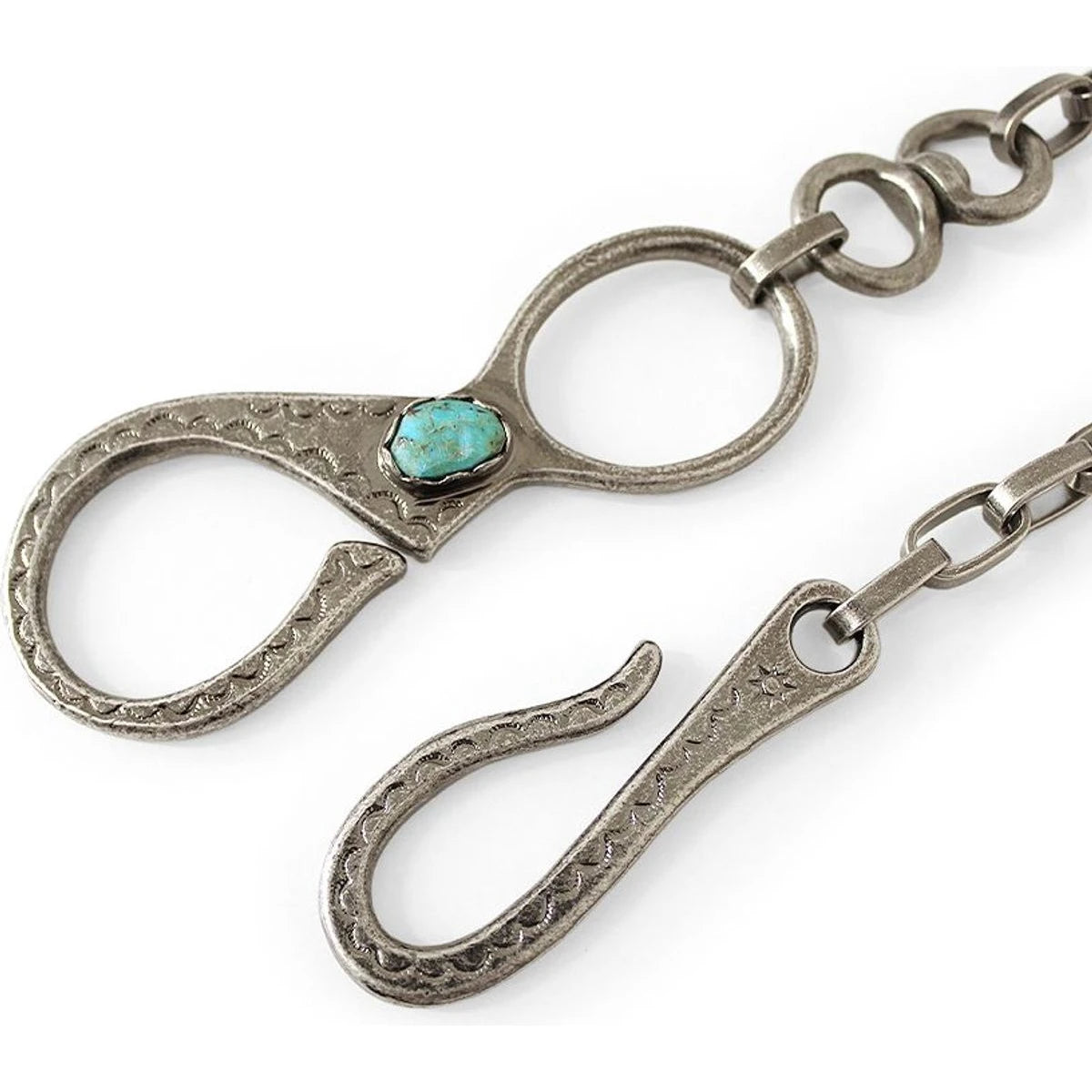 Kapital Brass, Silver, Turquoise Wallet Chain