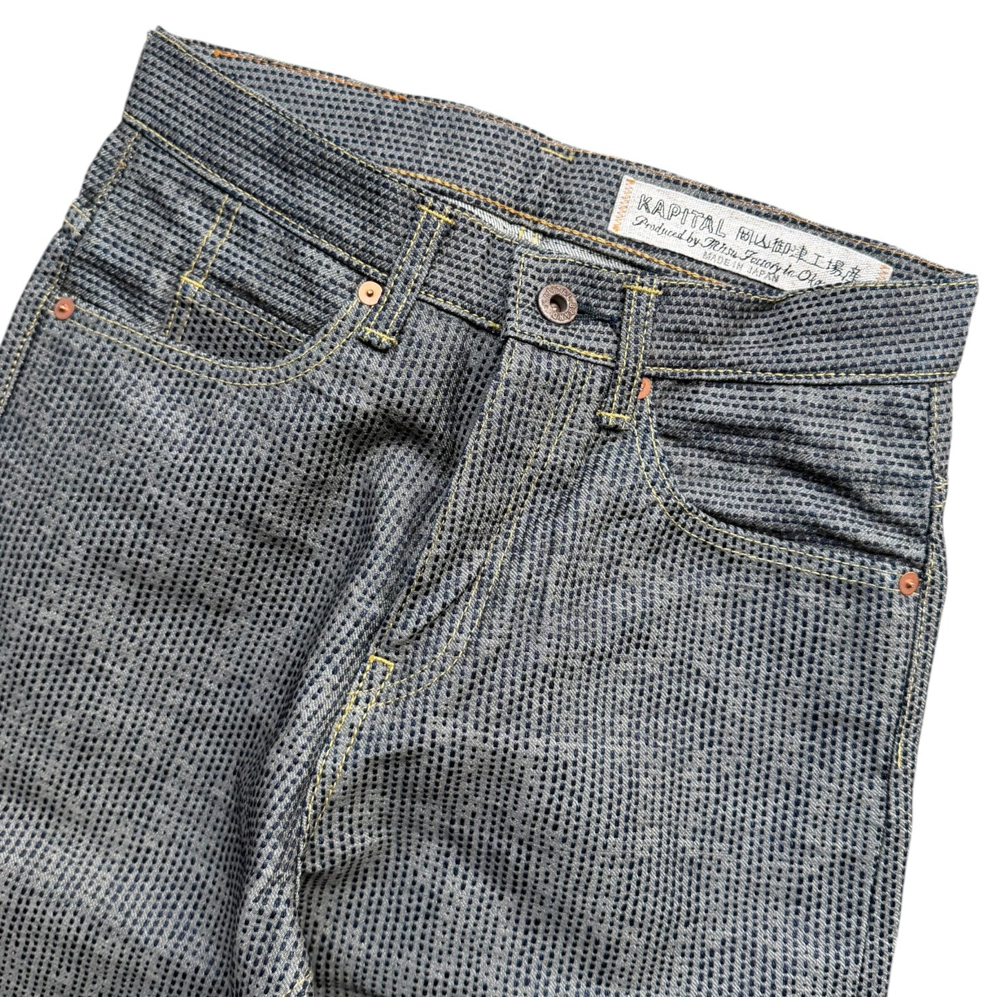 Kapital Century Denim 5P Okabilly No. 7+S Diamond Pattern (Sumi)