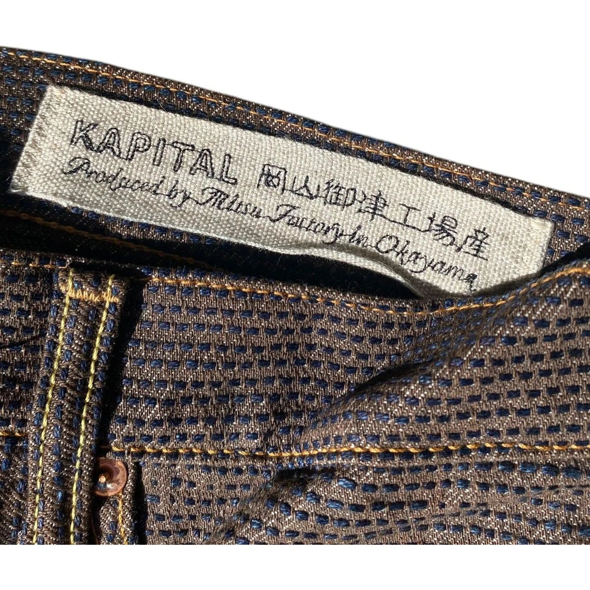 Kapital Century Denim 5P Stone No. 5+S Diamond Pattern (Kakishibu)