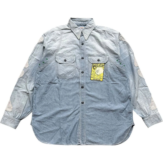 Kapital Chambray 2 Tone Bone Patch Ventilator Work Shirt
