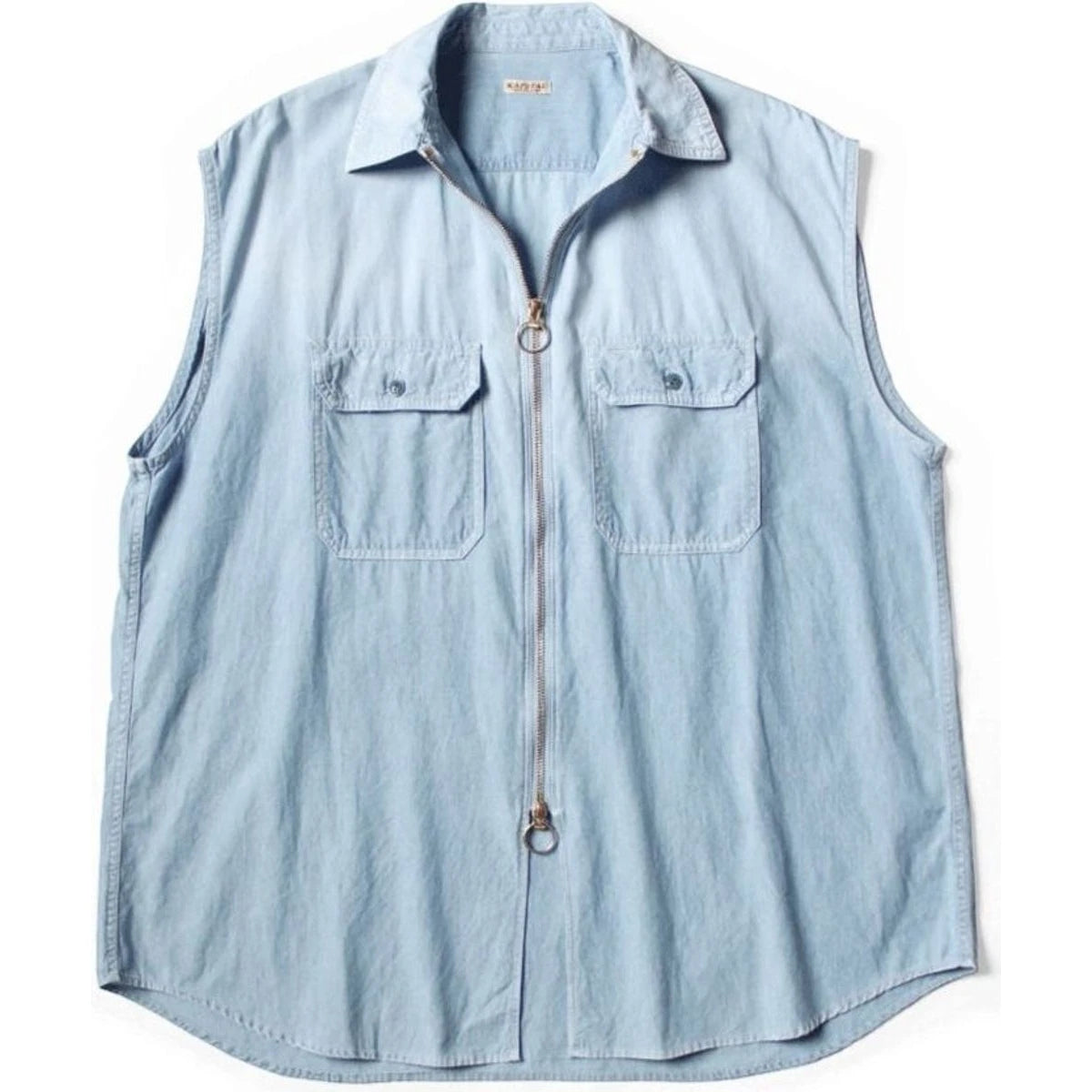 Kapital Chambray Sleeveless Zipper Work Shirt