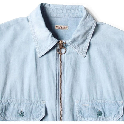 Kapital Chambray Sleeveless Zipper Work Shirt