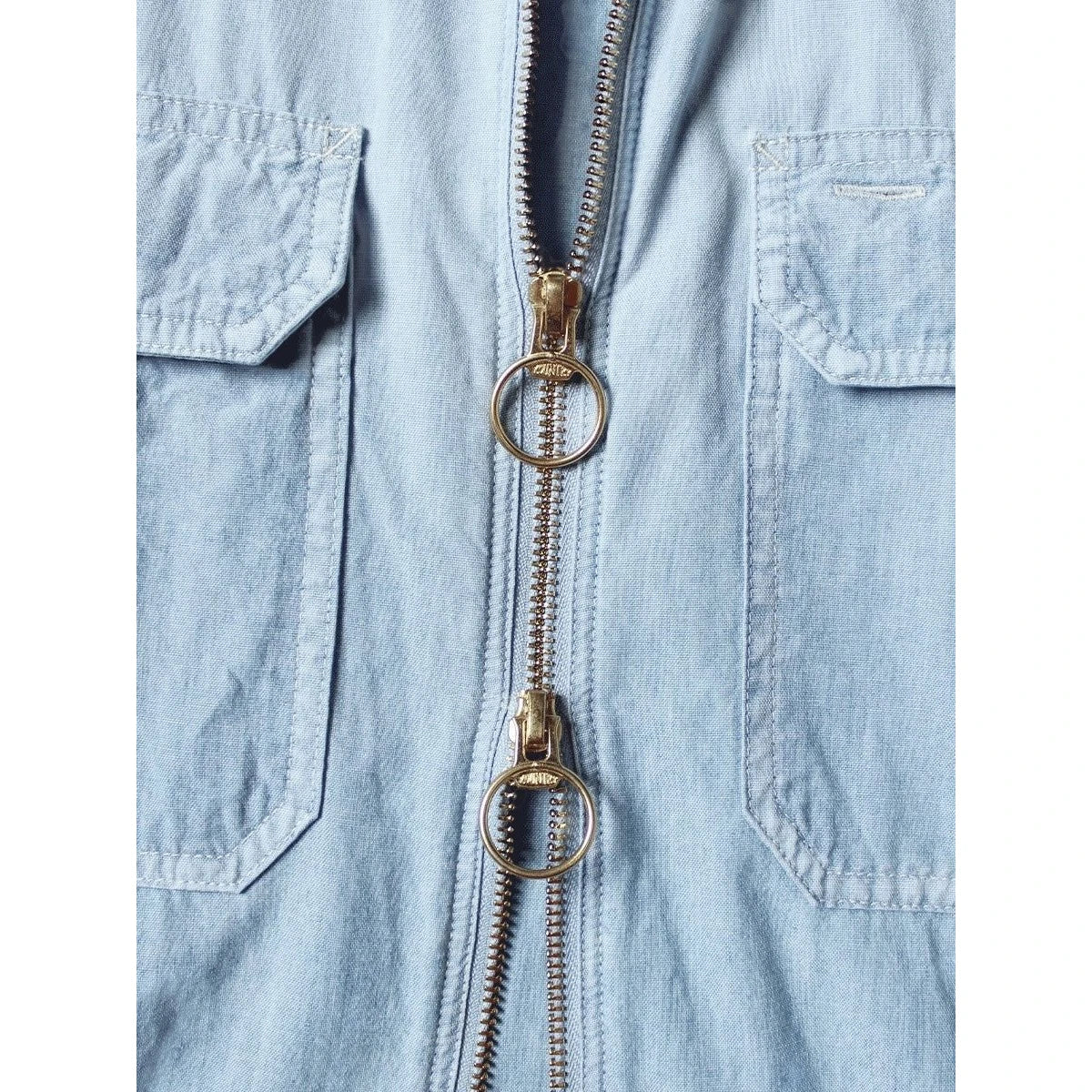 Kapital Chambray Sleeveless Zipper Work Shirt