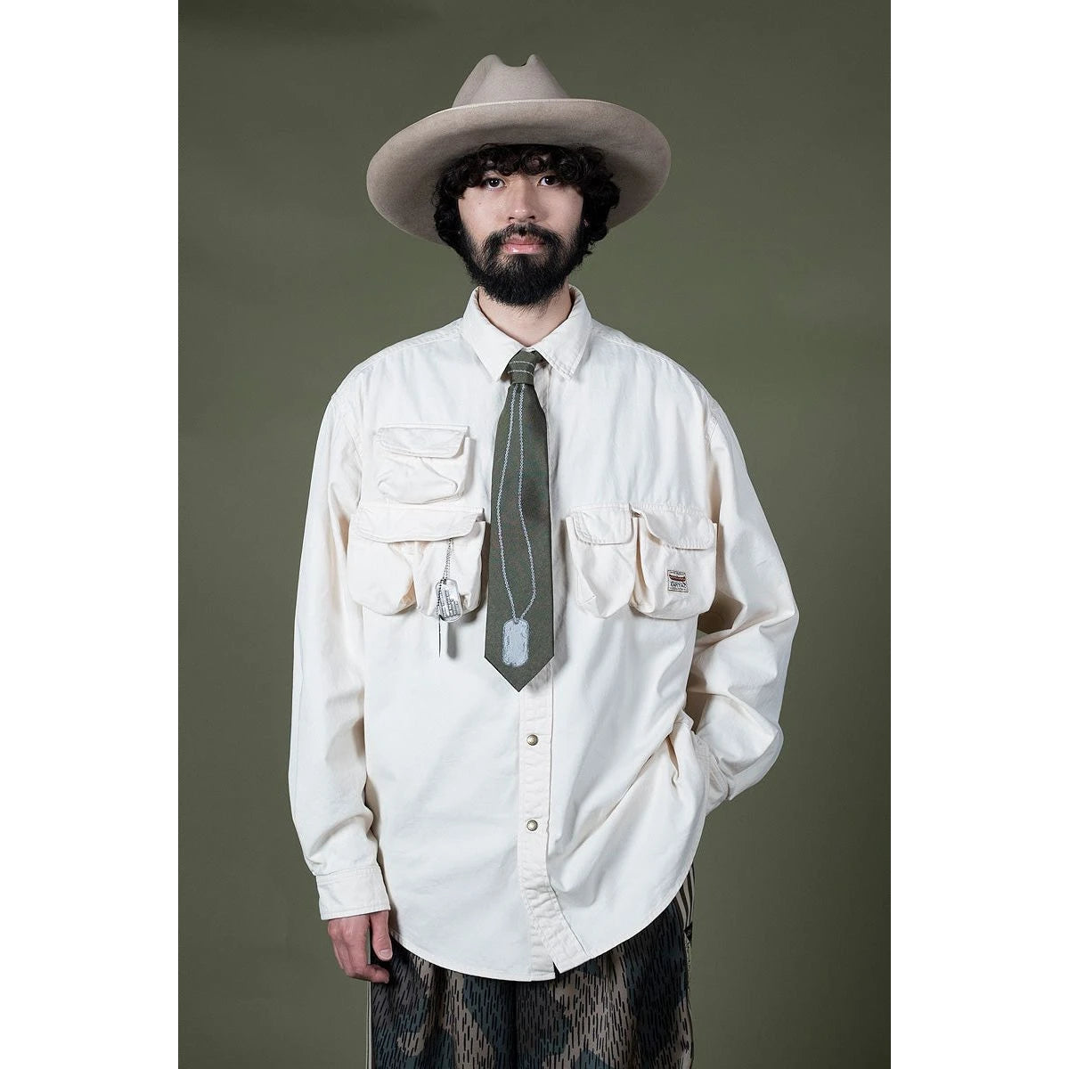 Kapital Chino Shirt Nugget-Pocket Fish Shirt