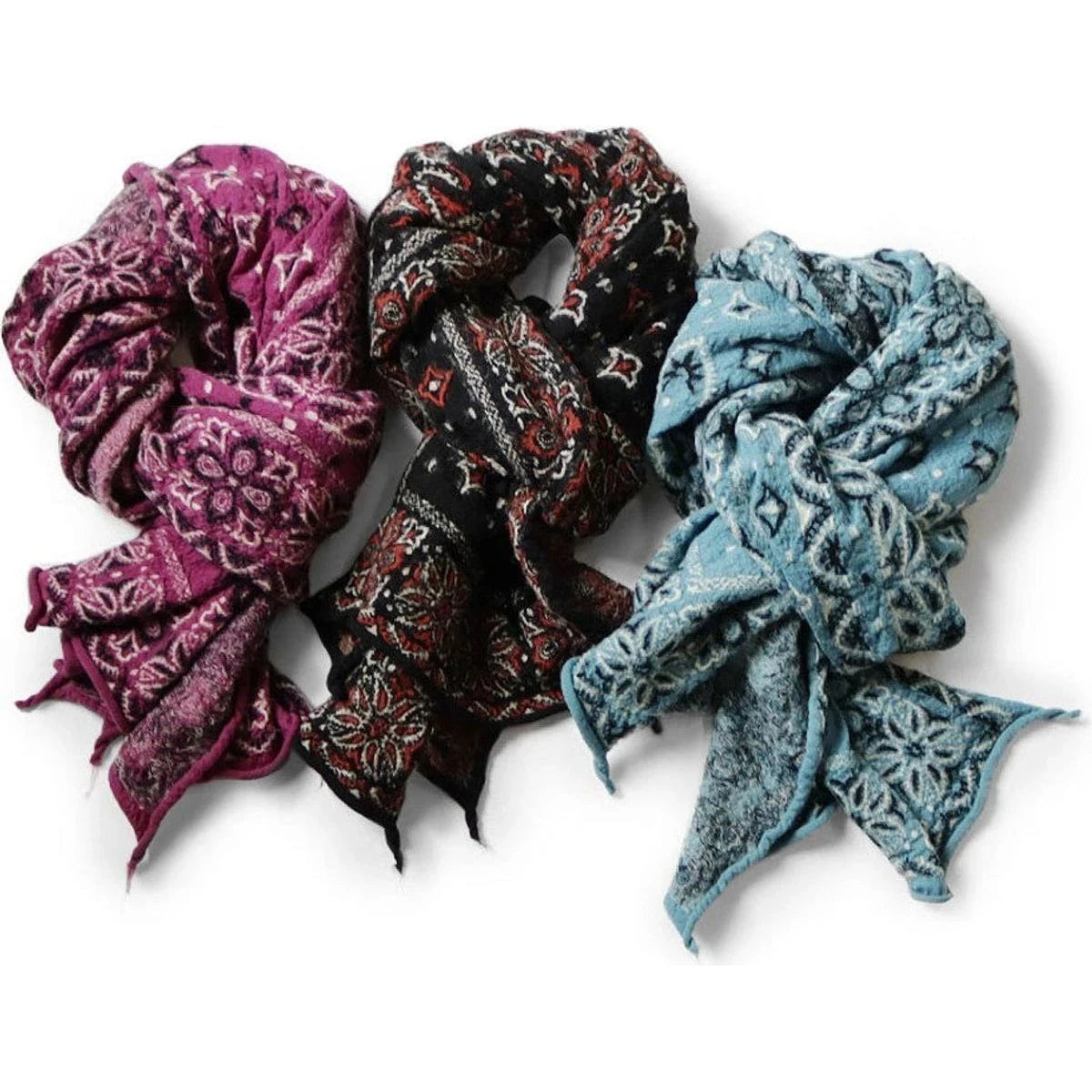 Kapital Colorful Big Felted Wool Bandana Muffler Scarf