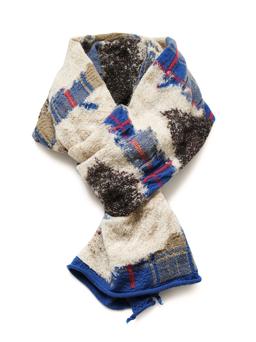 Kapital Compressed Wool Feather Tartan Scarf
