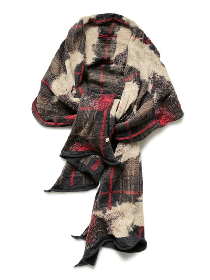 Kapital Compressed Wool Feather Tartan Scarf