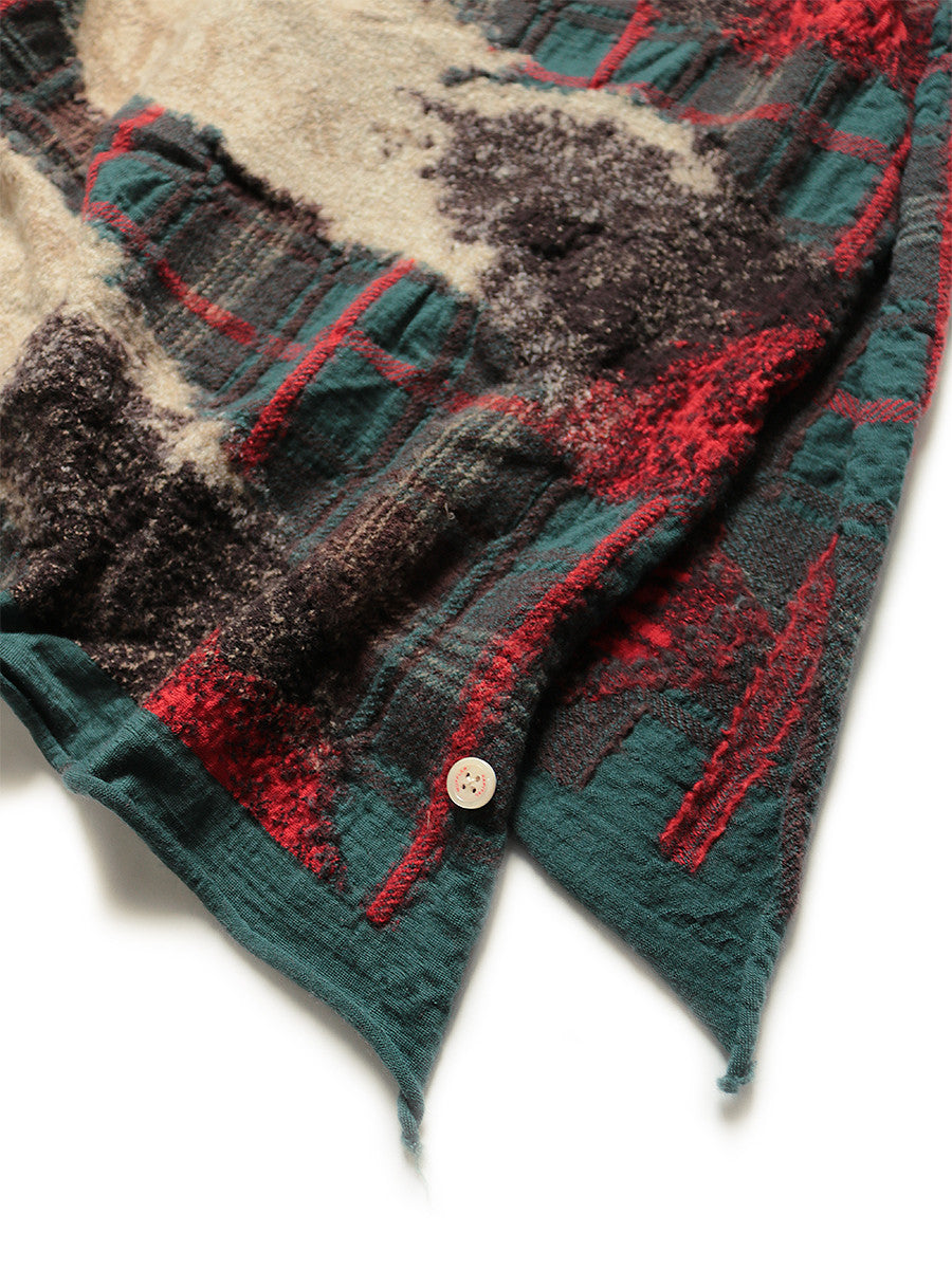 Kapital Compressed Wool Feather Tartan Scarf
