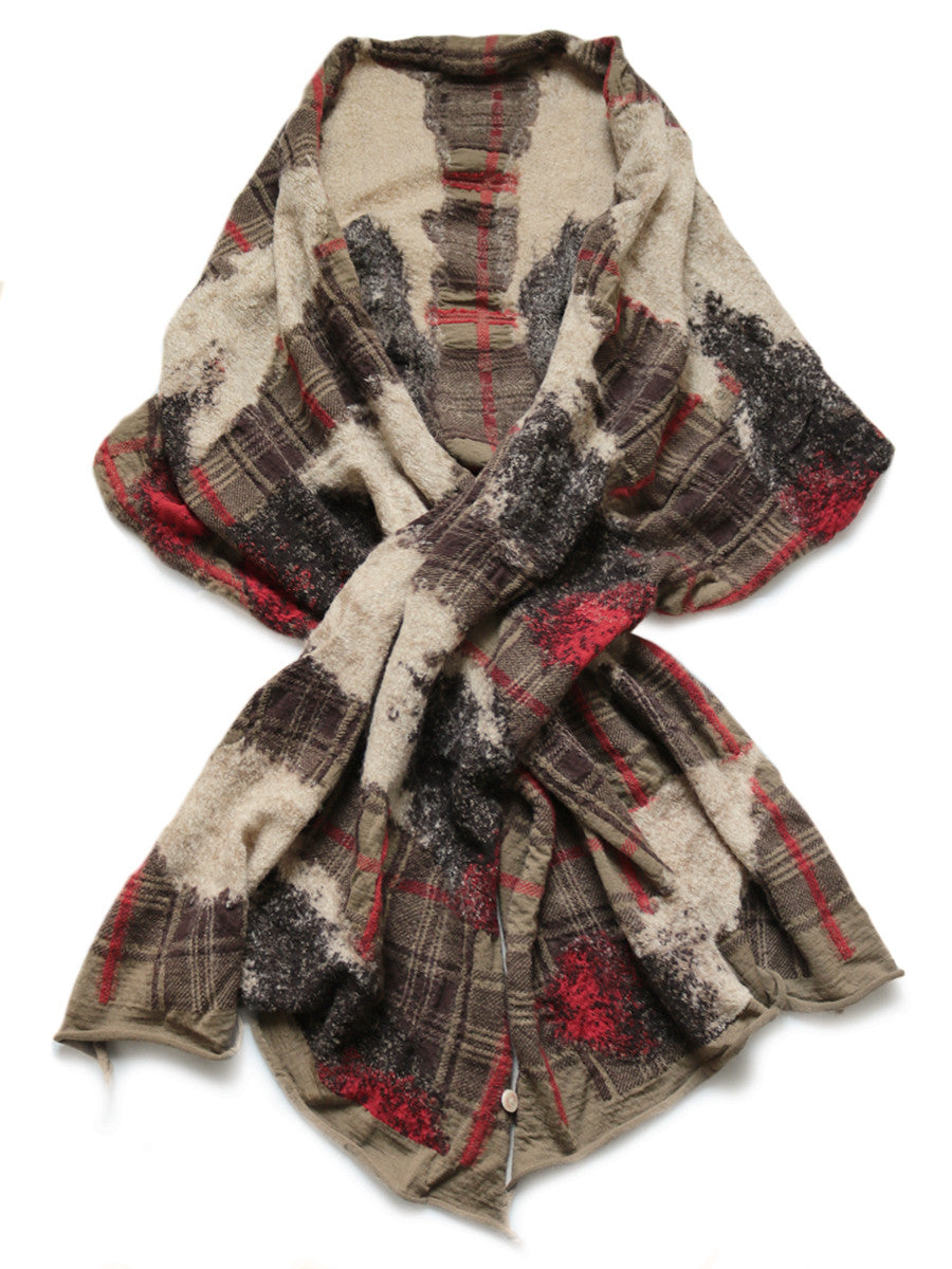 Kapital Compressed Wool Feather Tartan Scarf