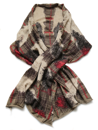 Kapital Compressed Wool Feather Tartan Scarf