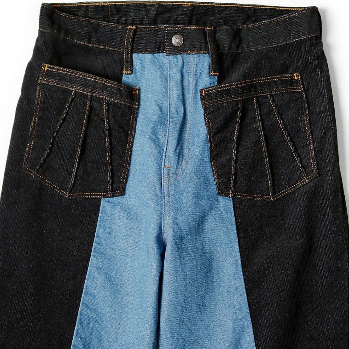 Kapital Corduroy x Denim 2 Tone Gypsy Flare Pants