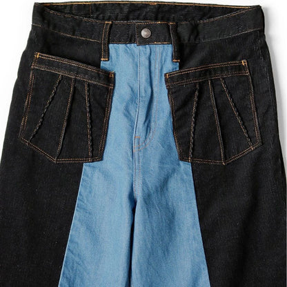Kapital Corduroy x Denim 2 Tone Gypsy Flare Pants