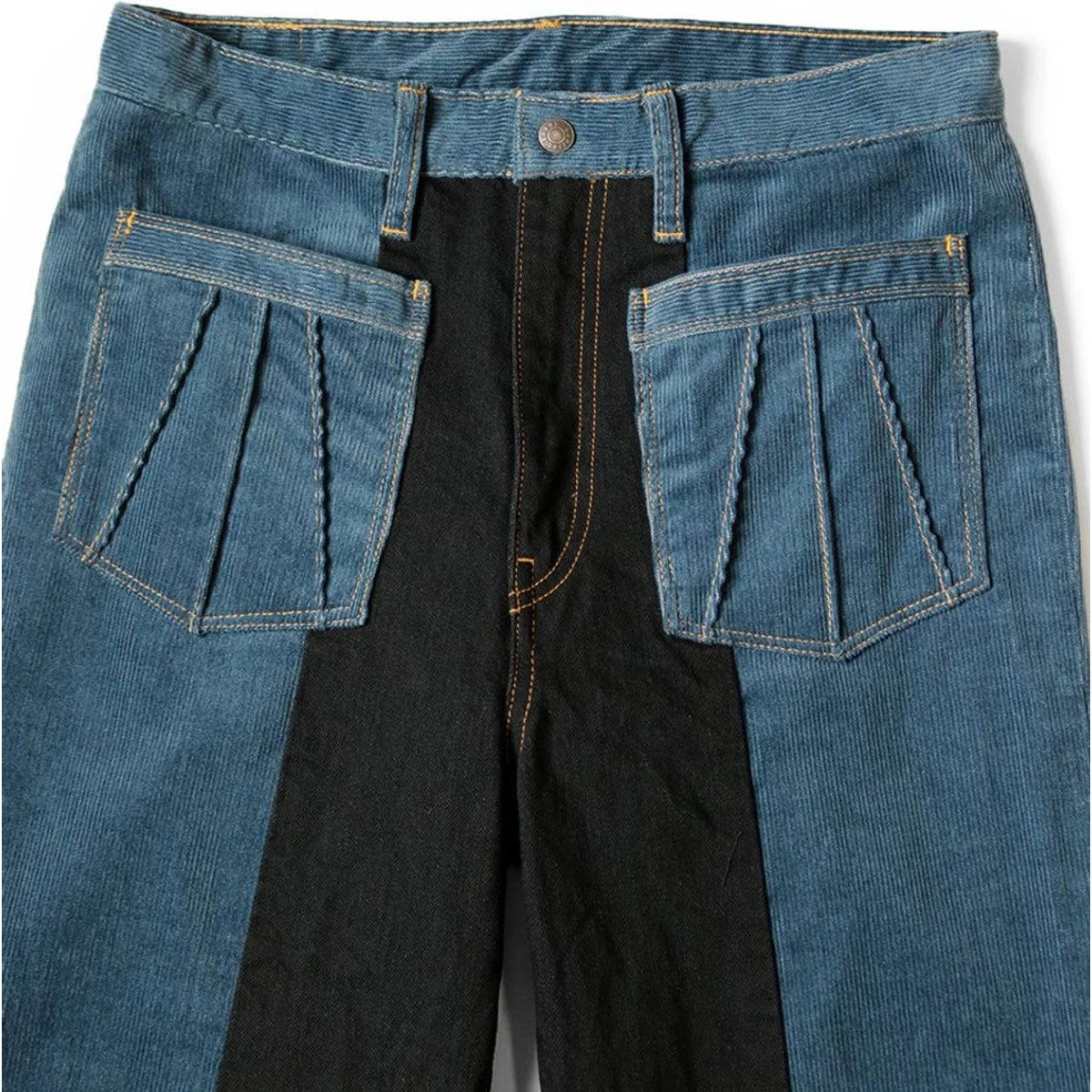 Kapital Corduroy x Denim 2 Tone Gypsy Flare Pants