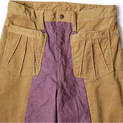 Kapital Corduroy x Denim 2 Tone Gypsy Flare Pants