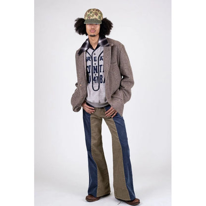 Kapital Corduroy x Denim 2 Tone Gypsy Flare Pants