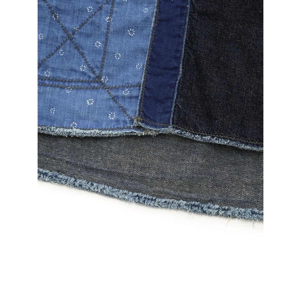 Kapital Cotton And Linen Idg Patchwork Band Collar Kathmandu Shirt