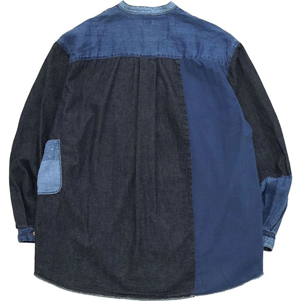 Kapital Cotton And Linen Idg Patchwork Band Collar Kathmandu Shirt