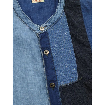 Kapital Cotton And Linen Idg Patchwork Band Collar Kathmandu Shirt