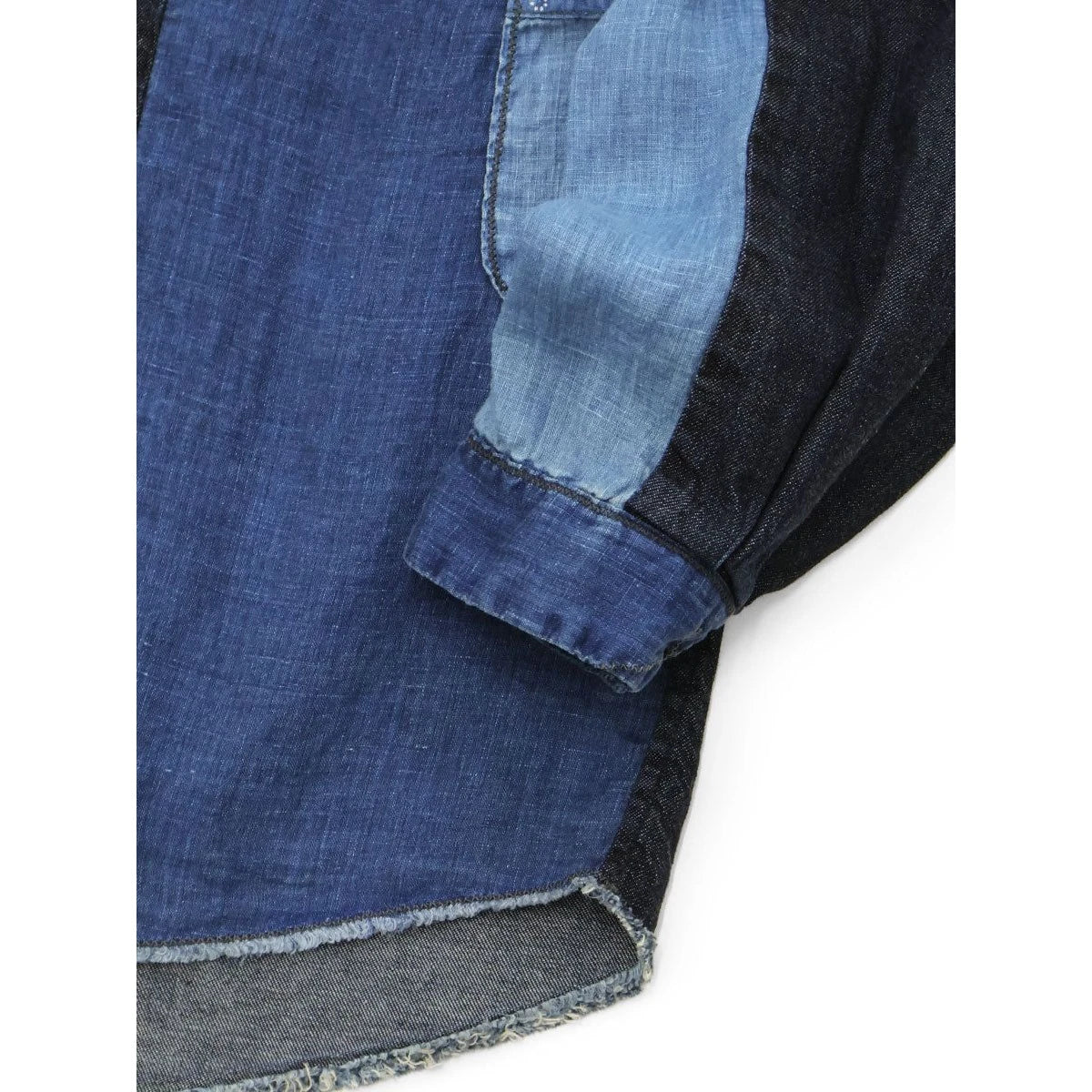 Kapital Cotton And Linen Idg Patchwork Band Collar Kathmandu Shirt
