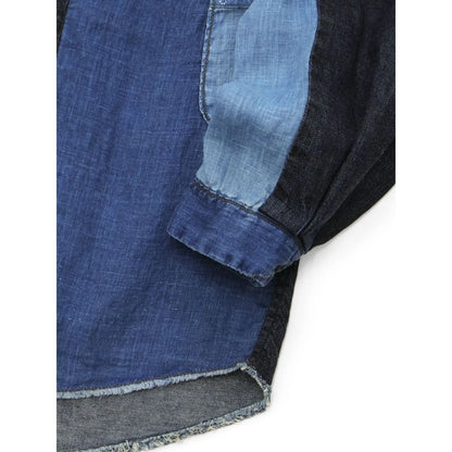 Kapital Cotton And Linen Idg Patchwork Band Collar Kathmandu Shirt