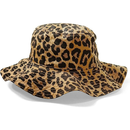 Kapital Cotton Herringbone Leopard Pattern Bucket Tulip Hat